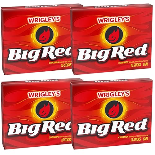 Wrigley Cinnamon Chewing Gum, 15 Stick (Pack of 4), 60 Gum Pieces, Cinnamon Gum