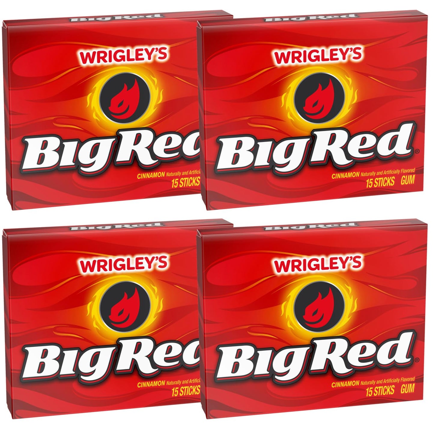 Wrigley Cinnamon Chewing Gum, 15 Stick (Pack of 4), 60 Gum Pieces, Cinnamon Gum