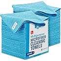 Microfiber Wholesale 16" x 16" All Purpose Towels - 50 Pack - Reusable Wash Cloths, Dust, Kitchen, Car, Shop Rags for Cleaning (Blue)