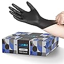 Black Nitrile Gloves Disposable, 100 Ct, 3 Mil, Food Safe, Textured, Tear Resistant, Latex & Powder Free for Cooking, Tattoo, Hair Dye, Food Prep