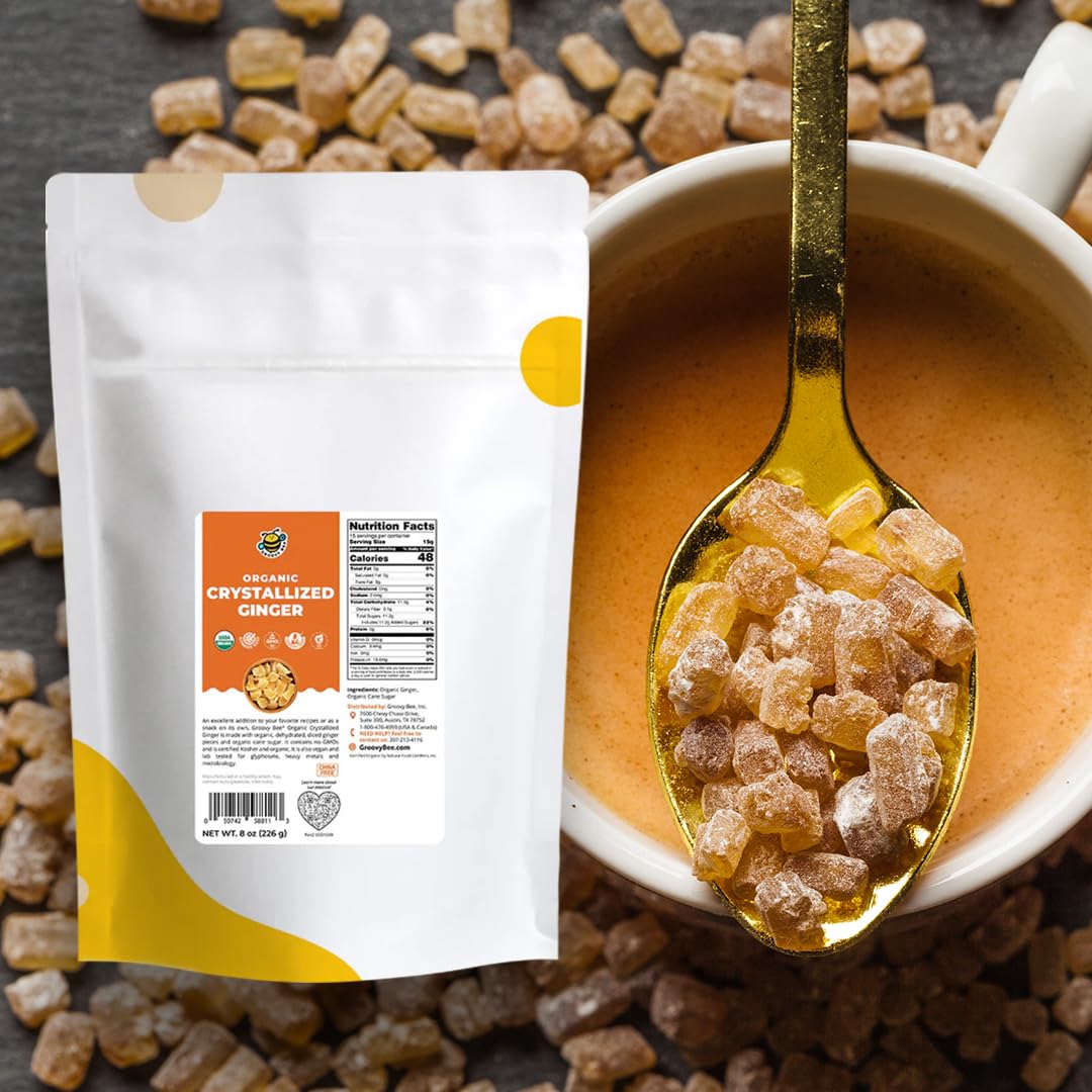 Groovy Bee® Organic Crystallized Ginger 8 oz (226 g)