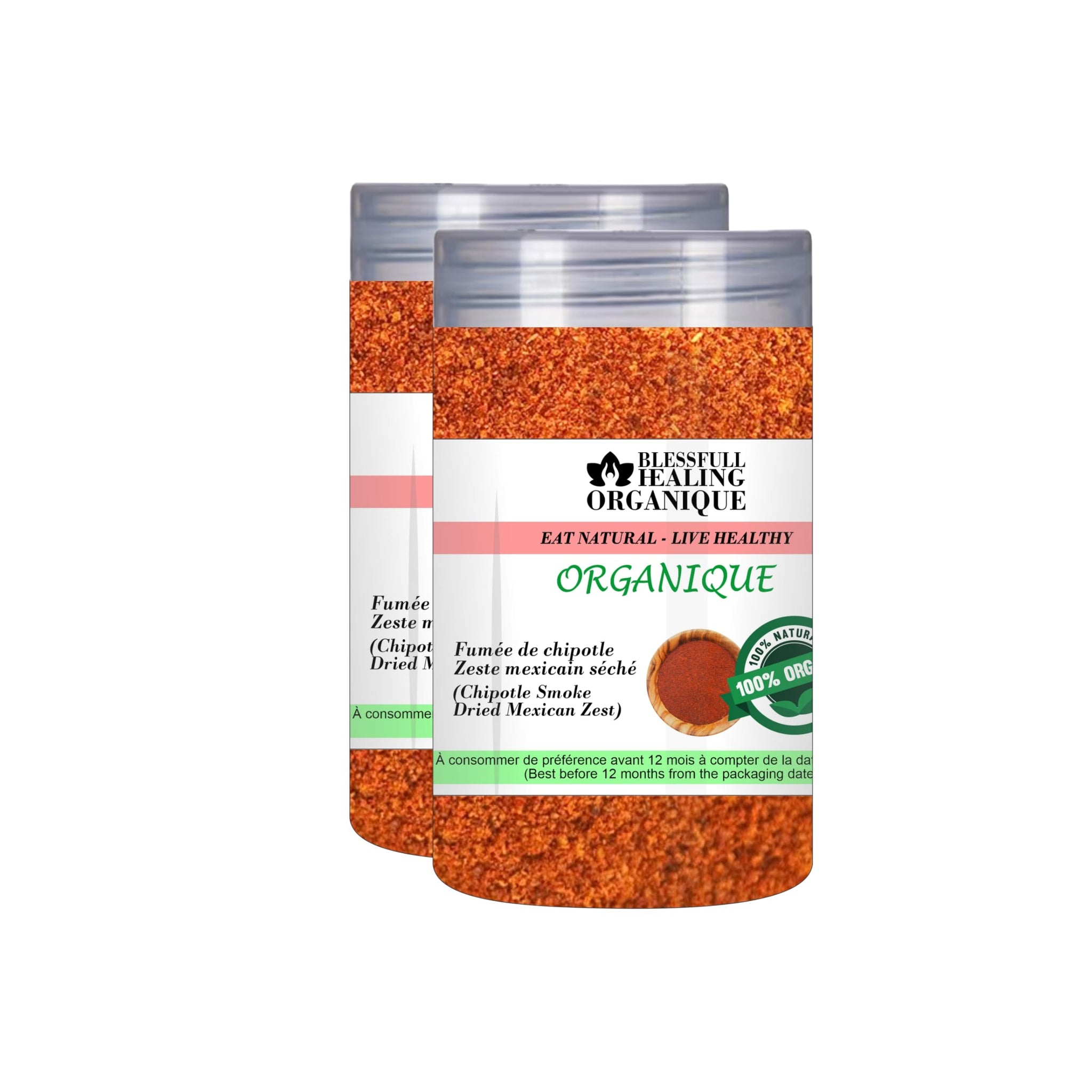 Blessfull Healing Organic Chipotle Seasoning (Smoke Dried Mixcan Zest) 100 Gram (3.52 oz) Each (Pack Of 2) = 200 Grams, Vegan