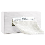 AURA 30 Pack Microfiber Cleaning Cloth with Box, Bulk Towels for Home, Reusable Microfiber Towels for Cars, Cleaning Rags, White Honeycomb, 260gsm