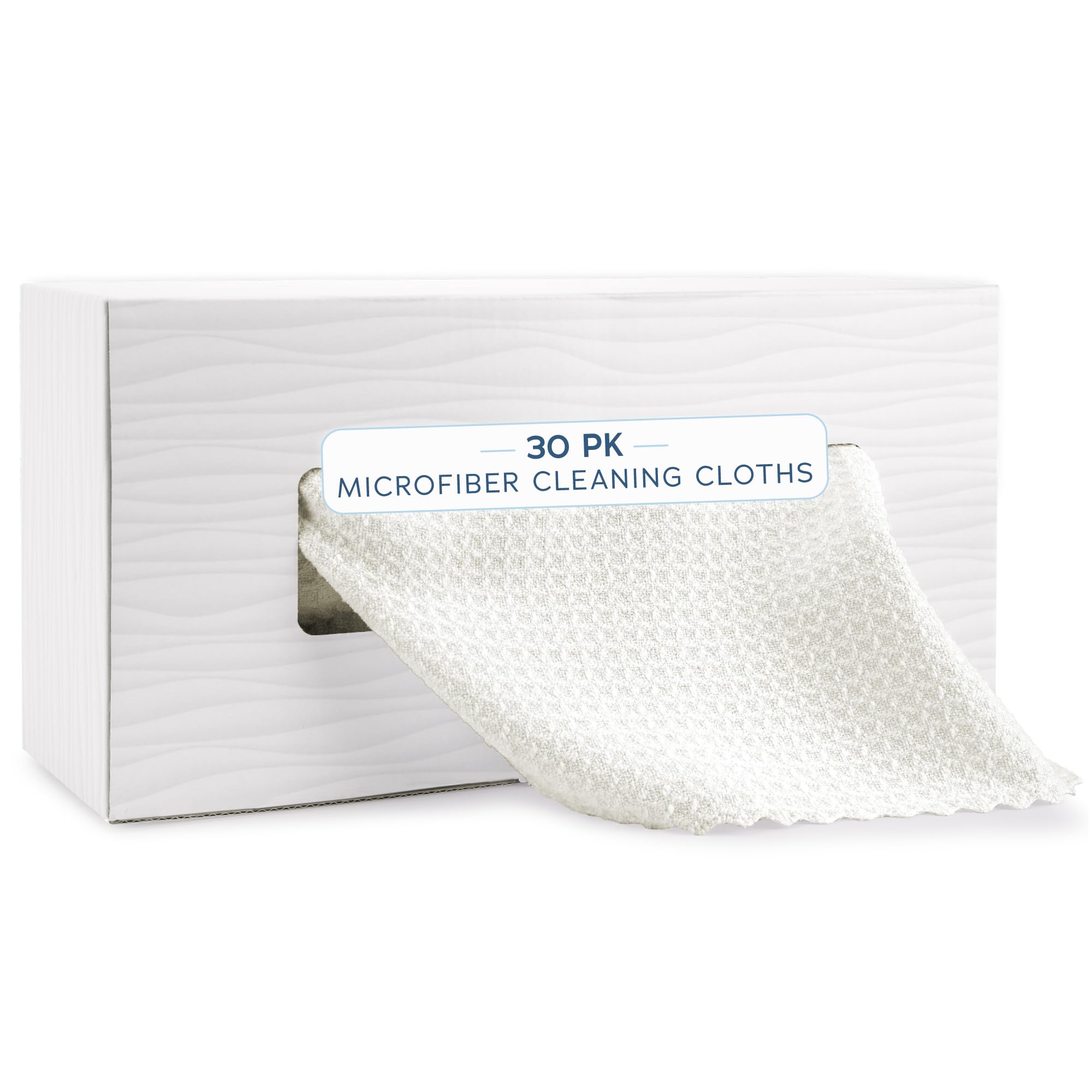 AURA 30 Pack Microfiber Cleaning Cloth with Box, Bulk Towels for Home, Reusable Microfiber Towels for Cars, Cleaning Rags, White Honeycomb, 260gsm