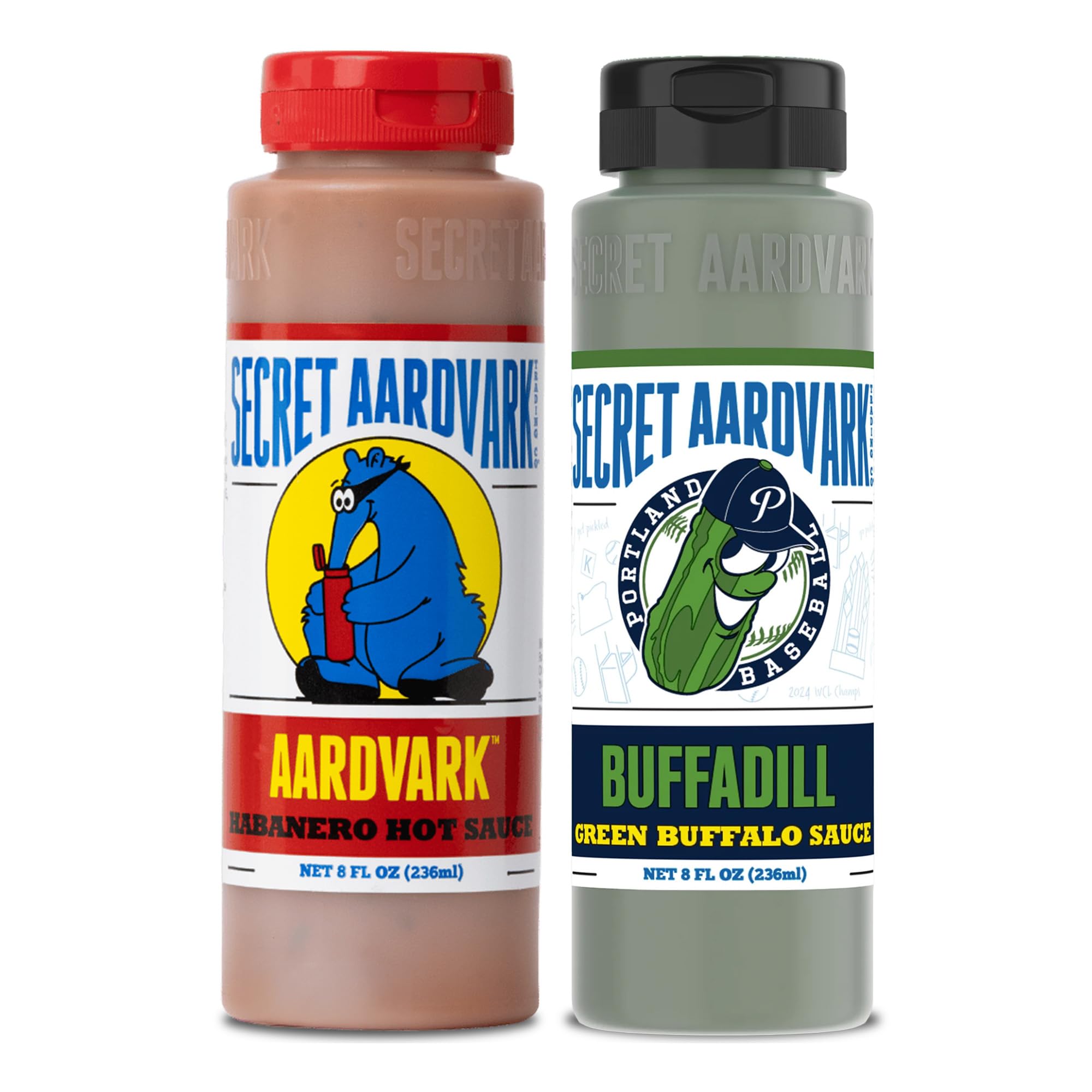 Secret Aardvark Habanero and BuffaDill Hot Sauce 2-Pack Bundle 8 fl oz Each