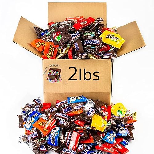 Candied Treasures 2 lb Halloween Candy Bulk Chocolate Variety Pack - Assorted Fun-Size Candies Individually Wrapped for Trick-or-Treat Bowls, Party