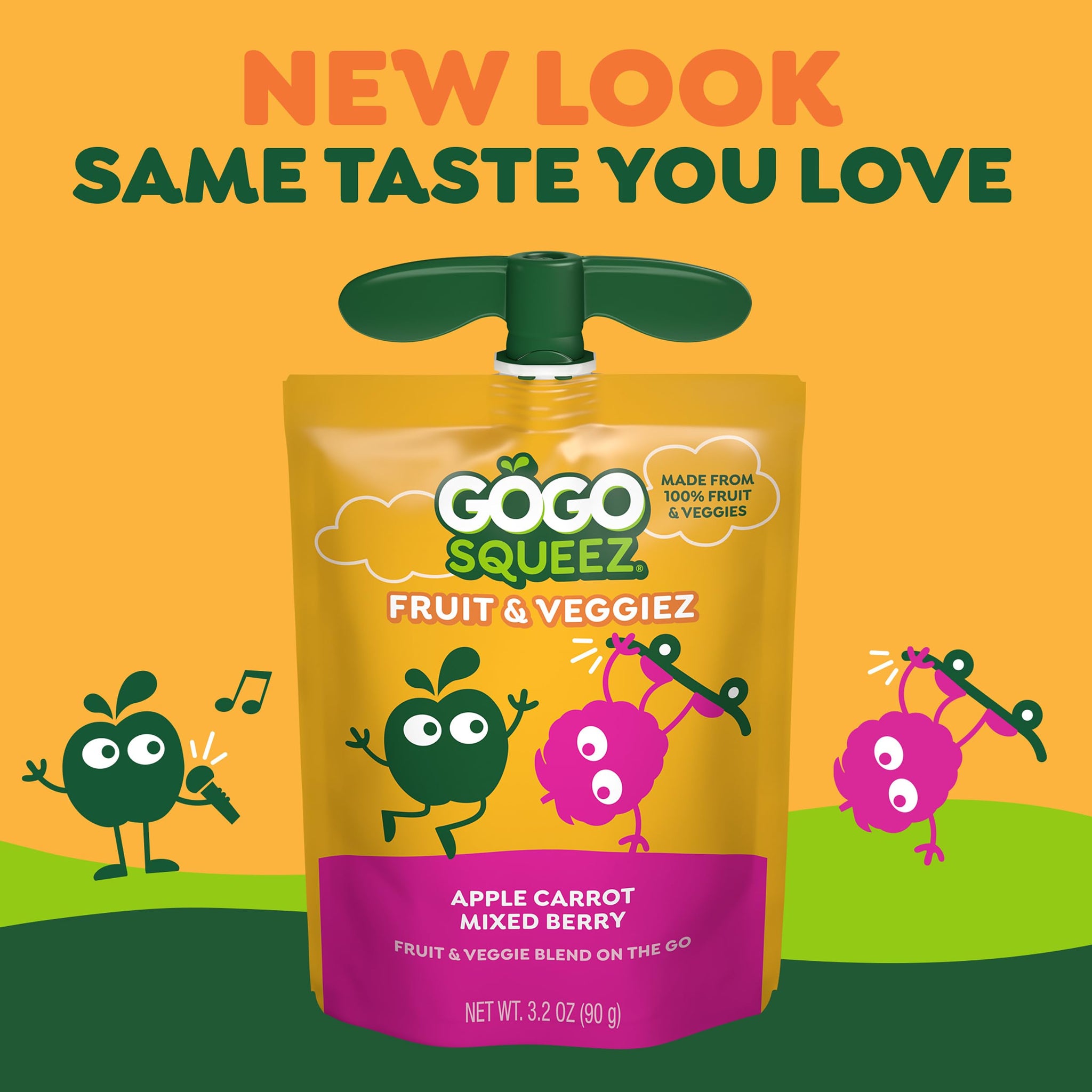 GoGo squeeZ Fruit & veggieZ Applesauce and Puree Variety Pack, Boulder Berry and Zippin' Pear, 3.2 oz (Pack of 12), Unsweetened Snacks for Kids, BPA