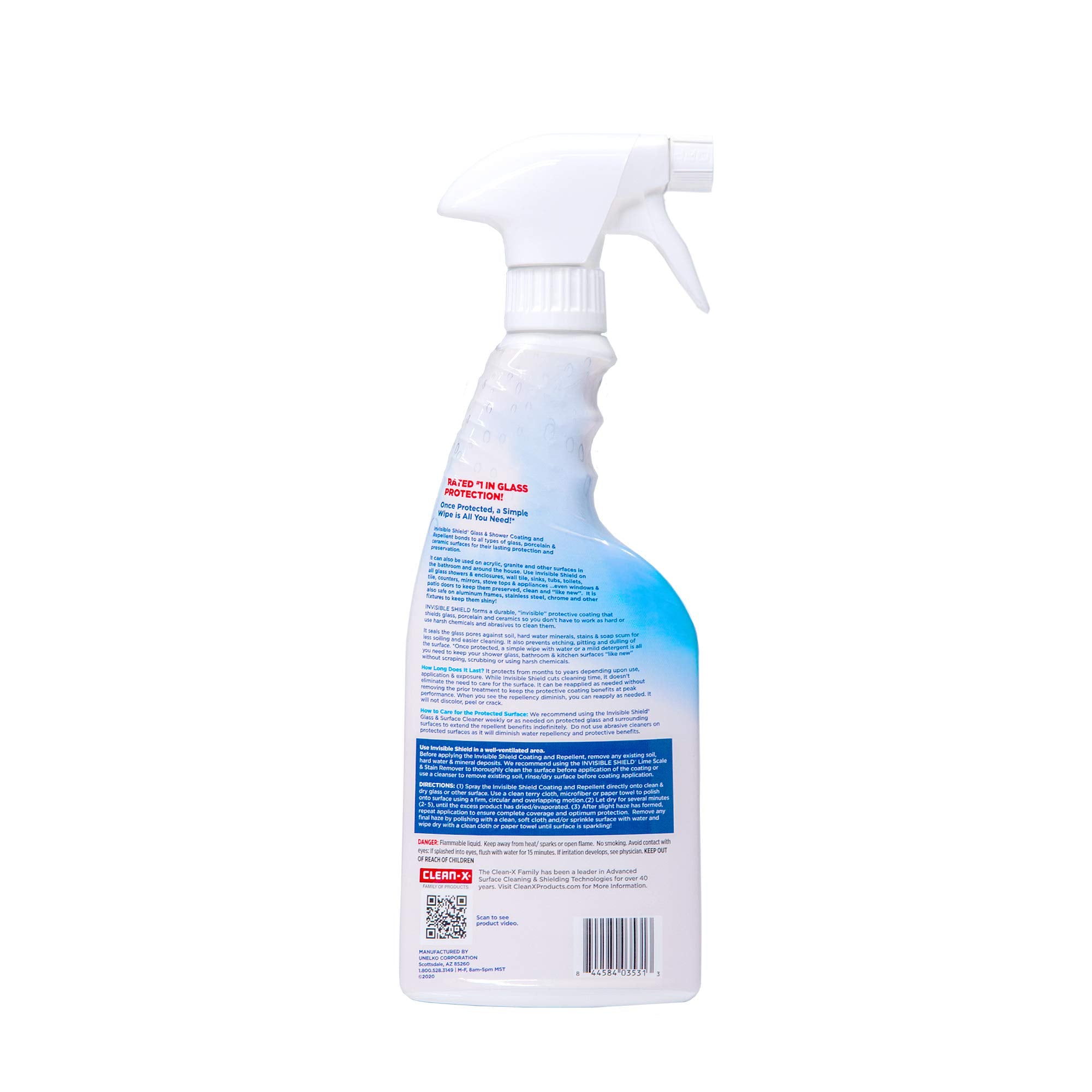 Invisible Shield Protective Glass Shower Coating for Showers, Mirrors, Windows, Tile to Repel Soap Scum and Hard Water Minerals for Easier Cleaning (2