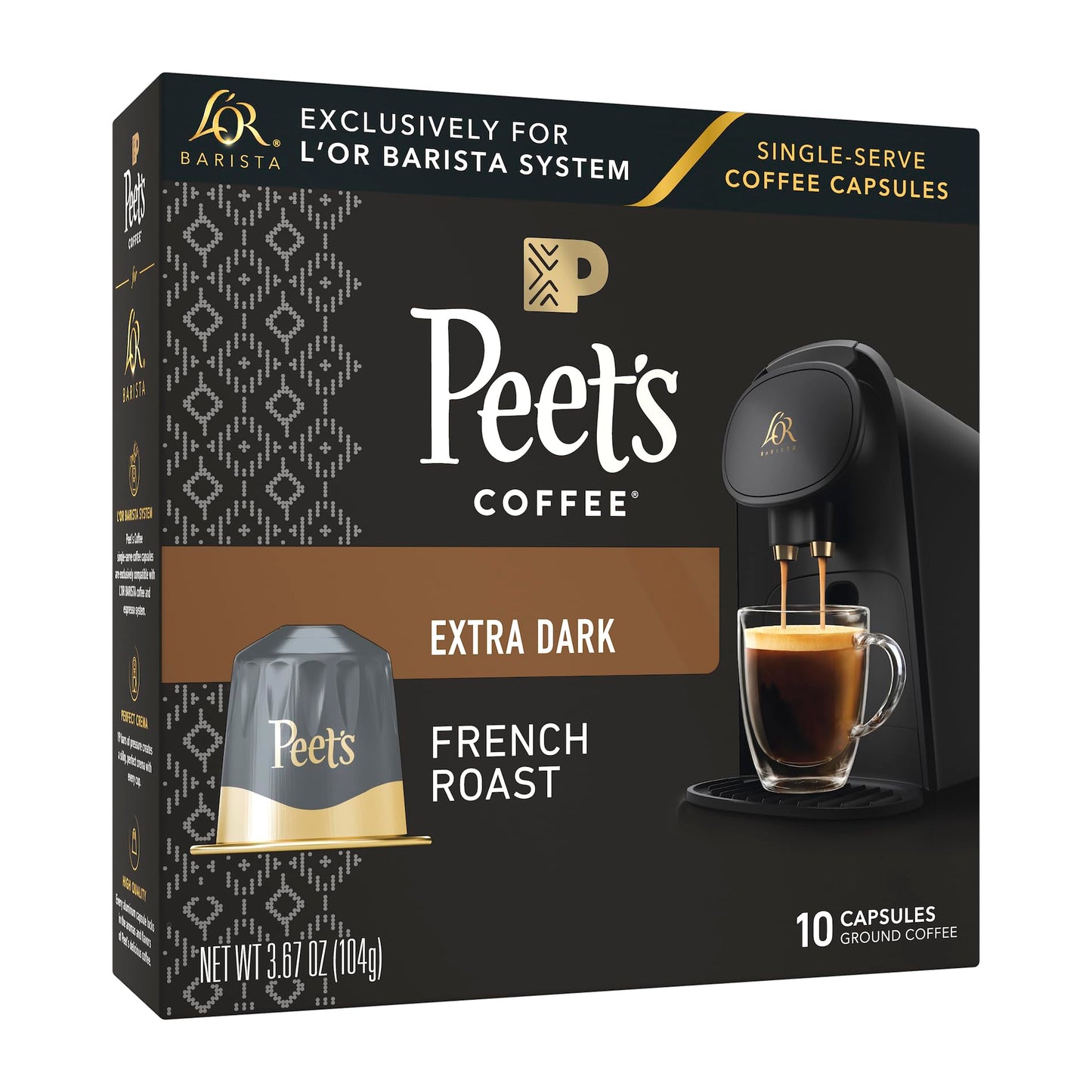 L'OR Barista Coffee Pods, 10 Count Peet's French Roast, Single-Serve Aluminum Capsules Compatible with the L'OR BARISTA System, 10 Count (Pack of 1)