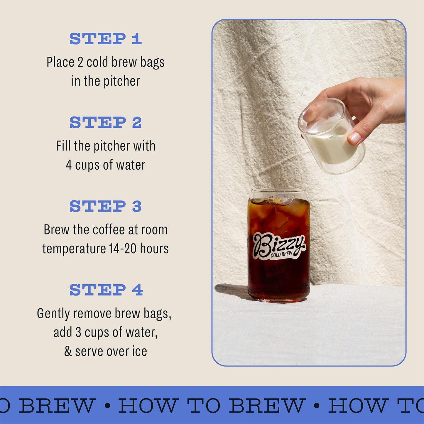 Bizzy Organic Cold Brew Coffee | Dark & Bold Blend | Coarse Ground Coffee | Dark Roast | Micro Sifted | Specialty Grade | 100% Arabica | Brew Bags |