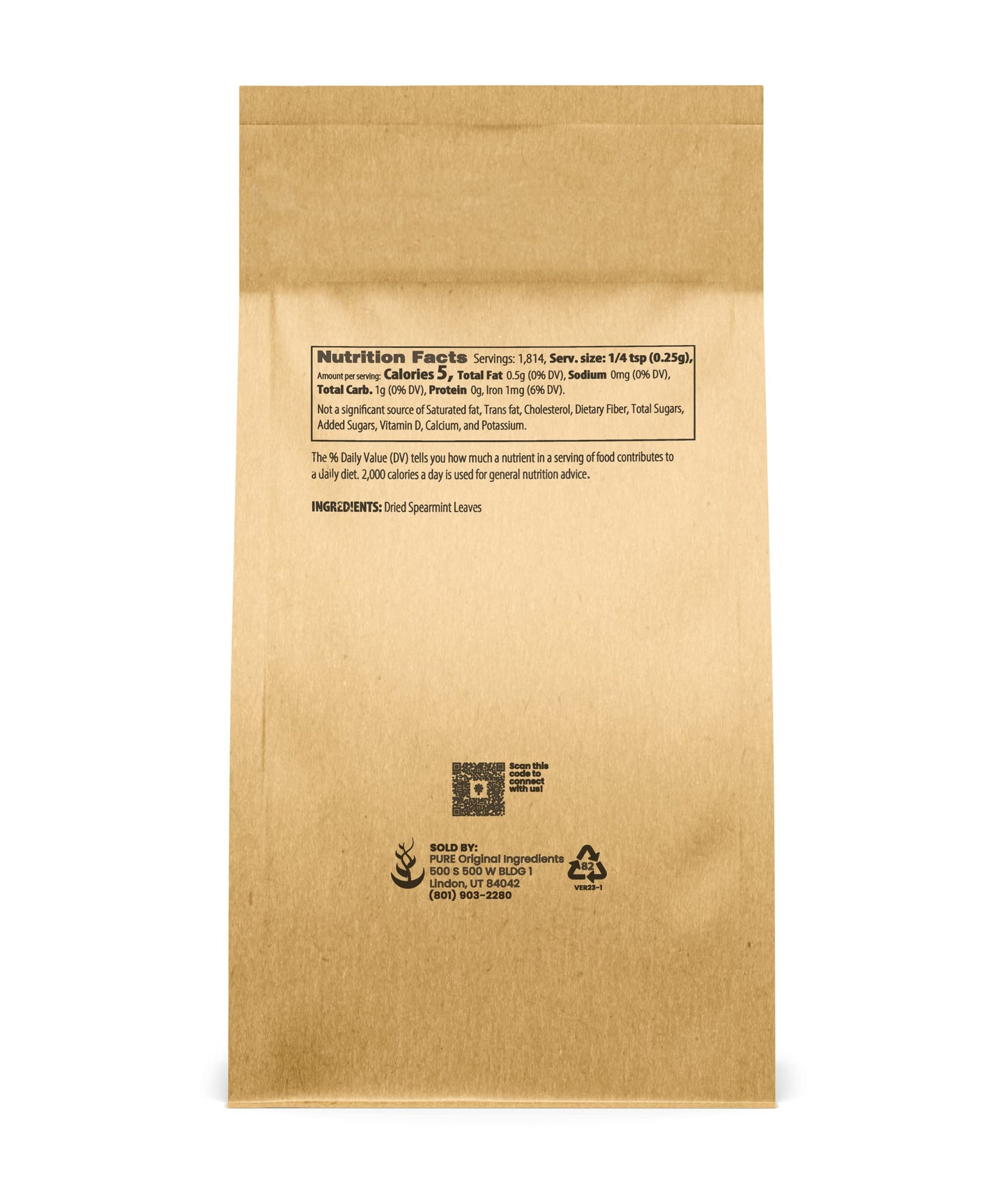 Dried Spearmint Leaves Fresh Flavor, Loose Leaf Tea Additive, Cool & Refreshing, Add to Tea (16 Ounce)