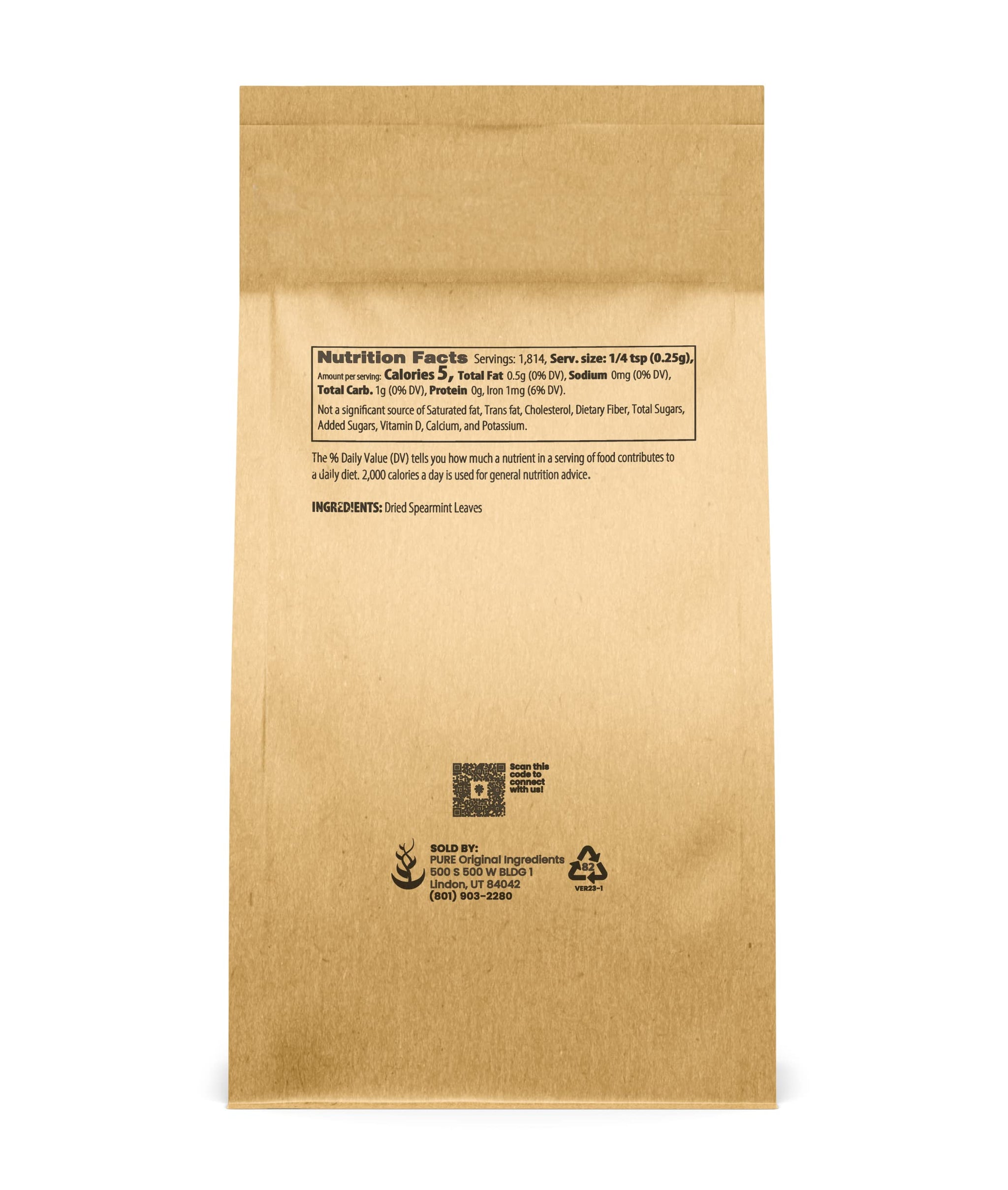 Dried Spearmint Leaves Fresh Flavor, Loose Leaf Tea Additive, Cool & Refreshing, Add to Tea (16 Ounce)