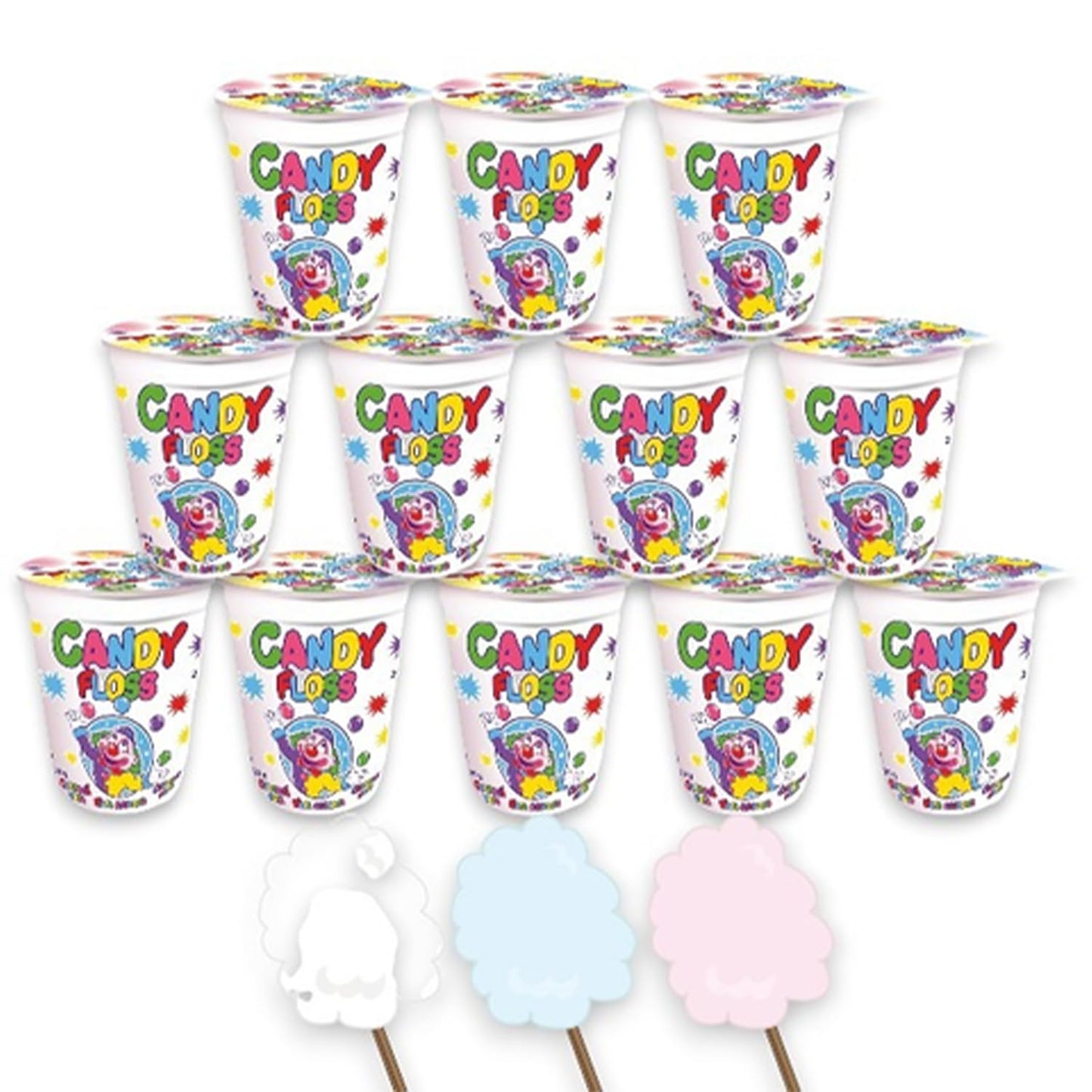MATEO Candy Floss in a Cup- Fruity Cotton Candy in Sealed Cups for Easy Snacking- Colorful Candies Is Ideal for Parties, Gifting, Or Everyday Treats