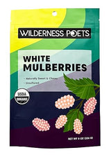 Wilderness Poets White Mulberries - Raw Organic Dried Mulberries, 8 oz (227 g)