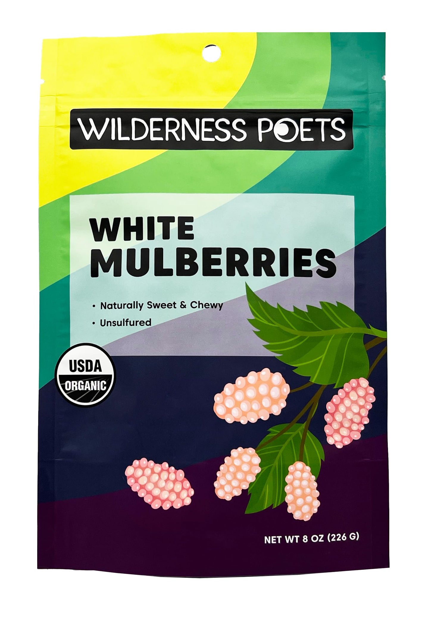 Wilderness Poets White Mulberries - Raw Organic Dried Mulberries, 8 oz (227 g)
