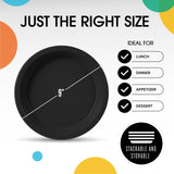 Exquisite Party Solids Black Plastic Plates For Party 9" Black Disposable Plates 50 Pcs Plastic Dinnerware Sets Heavy Duty 350 GSM Disposable