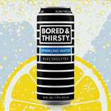 BORED & THIRSTY Sparkling Water with Electrolytes,16 FL OZ - 100% Recyclable Aluminum Cans 12 Pack, Crisp Bubbles with a Smooth Finish, A Great Mixer