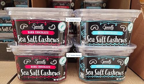Specially Selected Dark and Milk Chocolate Sea Salt Cashews 9oz 255g (Four Containers)