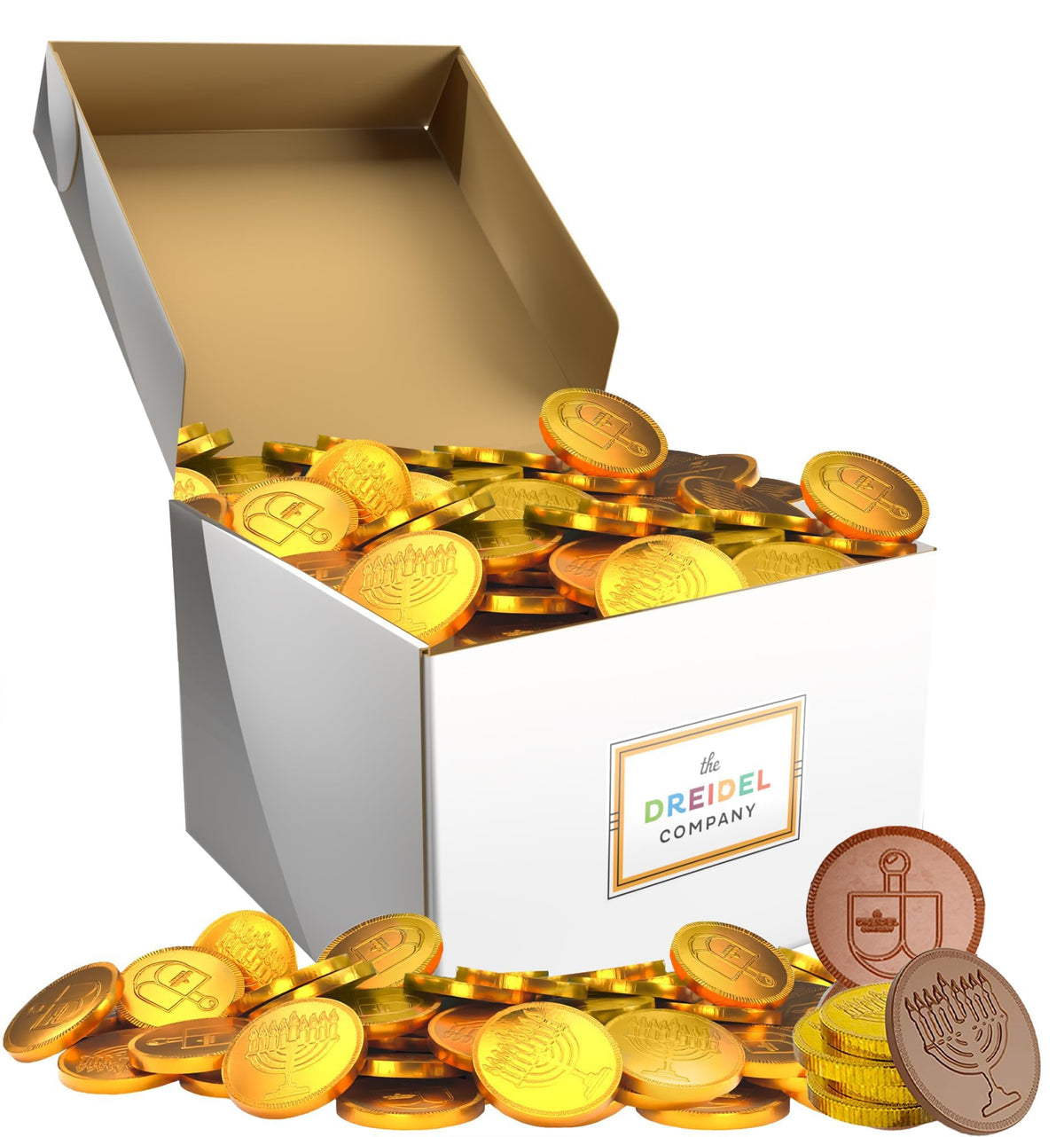 The Dreidel Company Chocolate Candy Milk Chocolate Coins, Hanukkah Gelt, Gold Coins, Made with Belgian Chocolate (1000-Pack)
