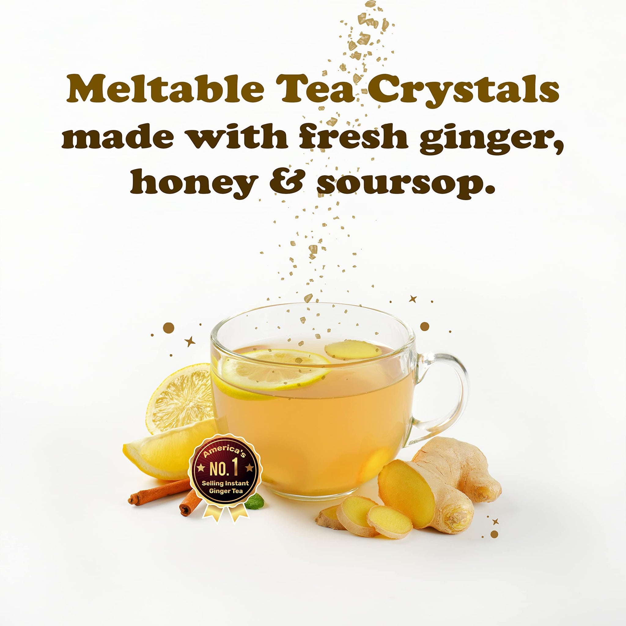 Pocas Honey Ginger Instant Tea Powder, Soursop Flavor, Real Ginger Extract & Sweetener, Caffeine-Free Tea, 20 Packets