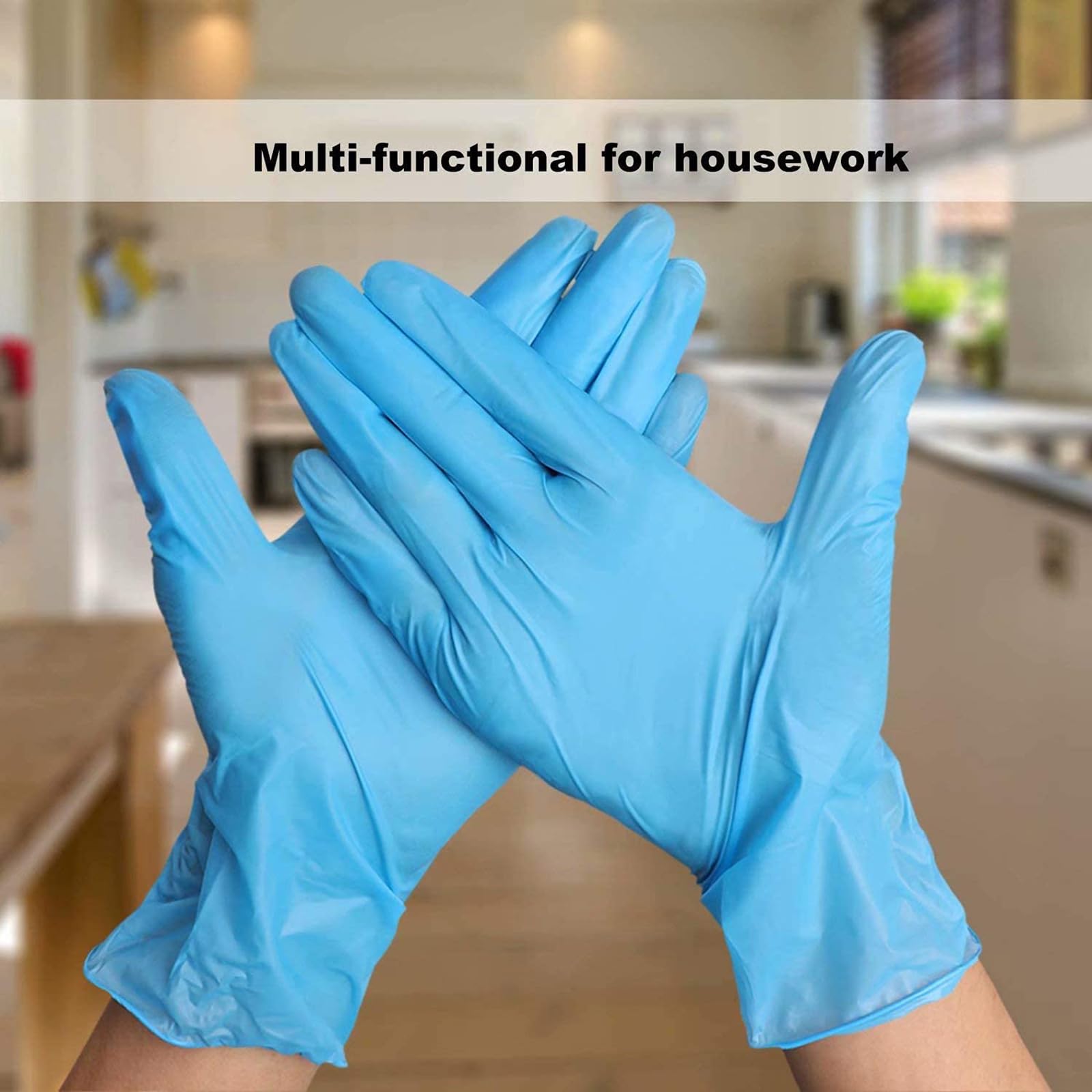 COYACOOL Disposable Gloves Large, Nitrile and Vinyl Blend Material Gloves, Latex Free, 4 Mil,100 Pc. - Food Grade Glove for Cleaning, Food Prep,Hair