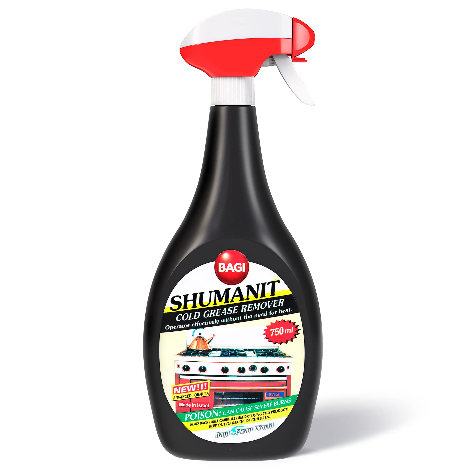 BAGI SHUMANIT - Cold Grease Remover. Spray for The immediate Removal of Stubborn and Burnt fats/Grease