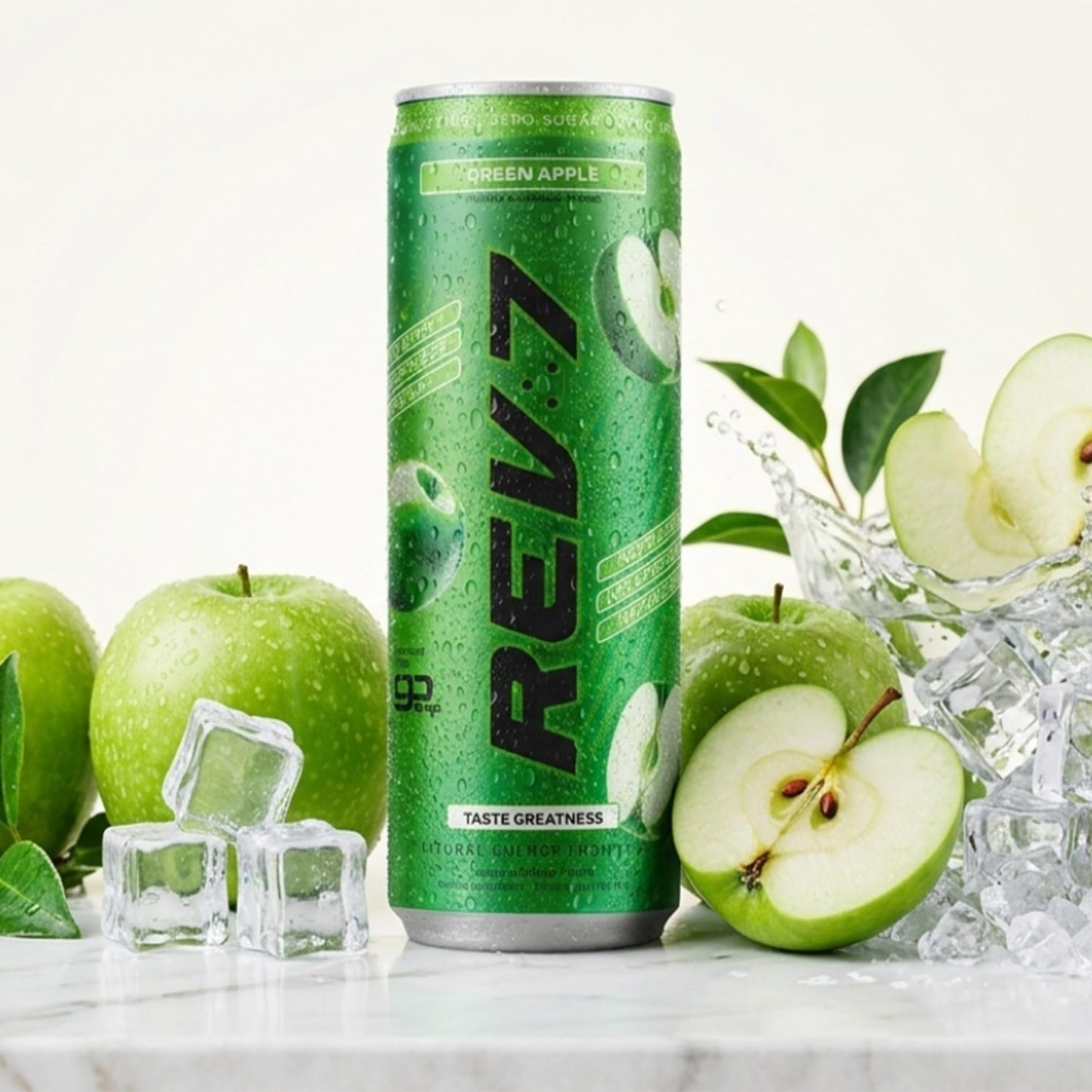 REV7 Anti-Tired Drink! Caffeine Free, Zero Sugar, Powered by goBHB, Ketones, Green Apple - 12ct