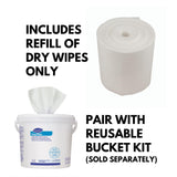 Diversey 5831874 EasyWipe Disposable Wiping System, DRY wipes - Use with Your Choice Disinfectant, 125 Large 12x10.5-Inch Wipes, 1-Refill Bag