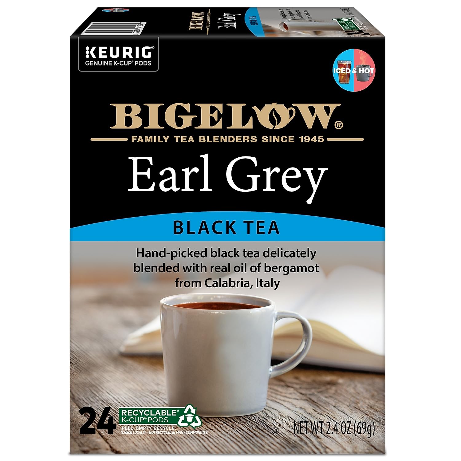 Bigelow 6082CT Earl Grey Tea K-Cup Pack, 24/box, 4 Box/carton