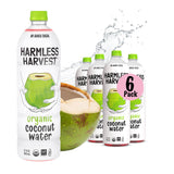 Harmless Harvest Coconut Water Organic Drink 32 Fl Oz, 6 Pack - Natural Electrolyte Hydration, No Sugar Added, No Artificial Ingredients, Original