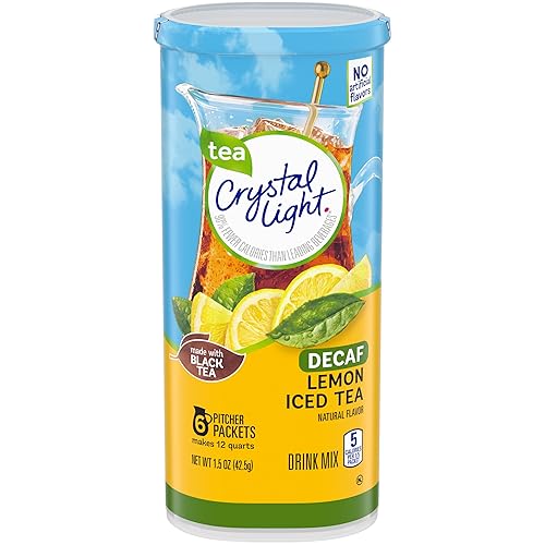 Crystal Light Iced Tea Decaffeinated Lemon Natural Flavor, 1.5-Ounce Canister (Pack of 6)