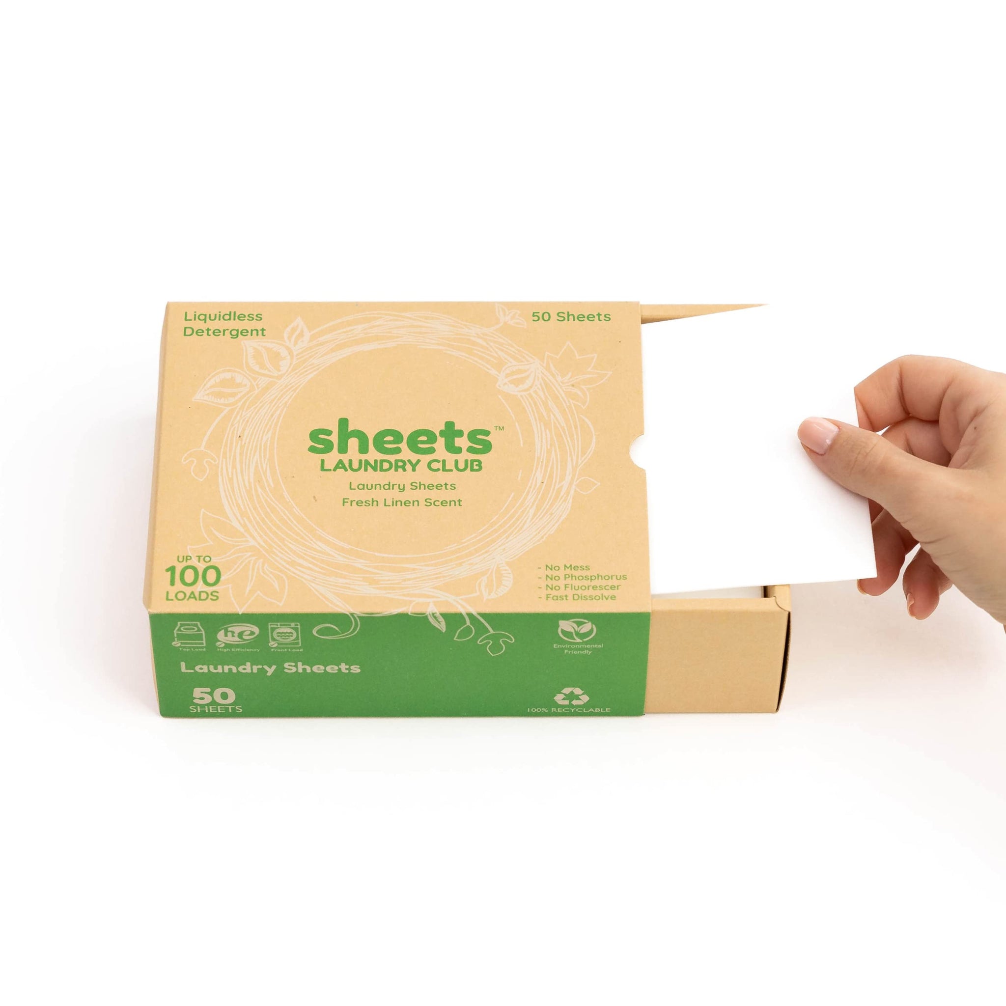 Sheets Laundry Club Bundle - 50 Pack (up to 100 loads) Fresh Linen Detergent Sheets & 40 Pack Vitality Dryer Sheets - New Liquidless Technology