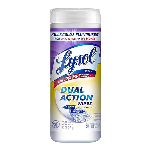 Lysol Dual Action, Disinfecting Wipes, Citrus, Blue 35Ct