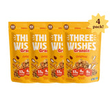 Three Wishes Granola, Original (4-Pack) - Gluten Free Granola, 13g Protein & 4g Sugar Healthy Breakfast & On-the-Go Snack - Vegan, Kosher & Grain-Free