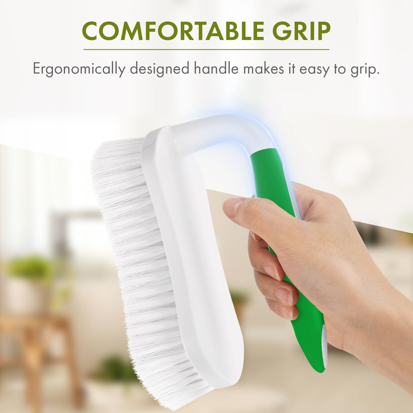 Amazer Scrub Brush for Cleaning Comfort Grip Shower Scrubber Stiff Bristles with Handle Heavy Duty Cleaner Brush for Tub Sink Carpet Floor - Pack of 2
