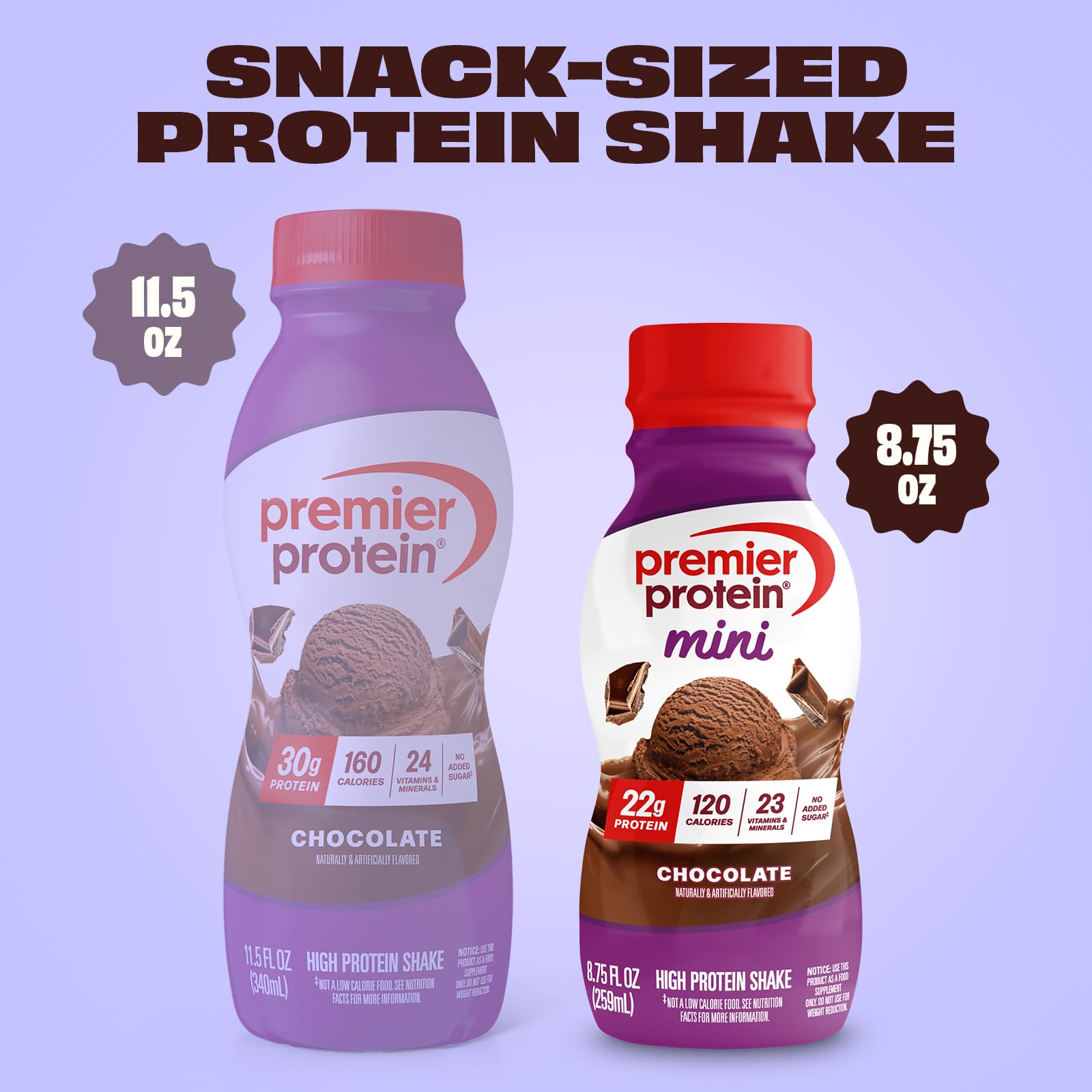 Premier Protein Shake MINIs, Chocolate, 22g Protein, 120 Calories, No Added Sugar, 8.75 fl oz, 12 Pack