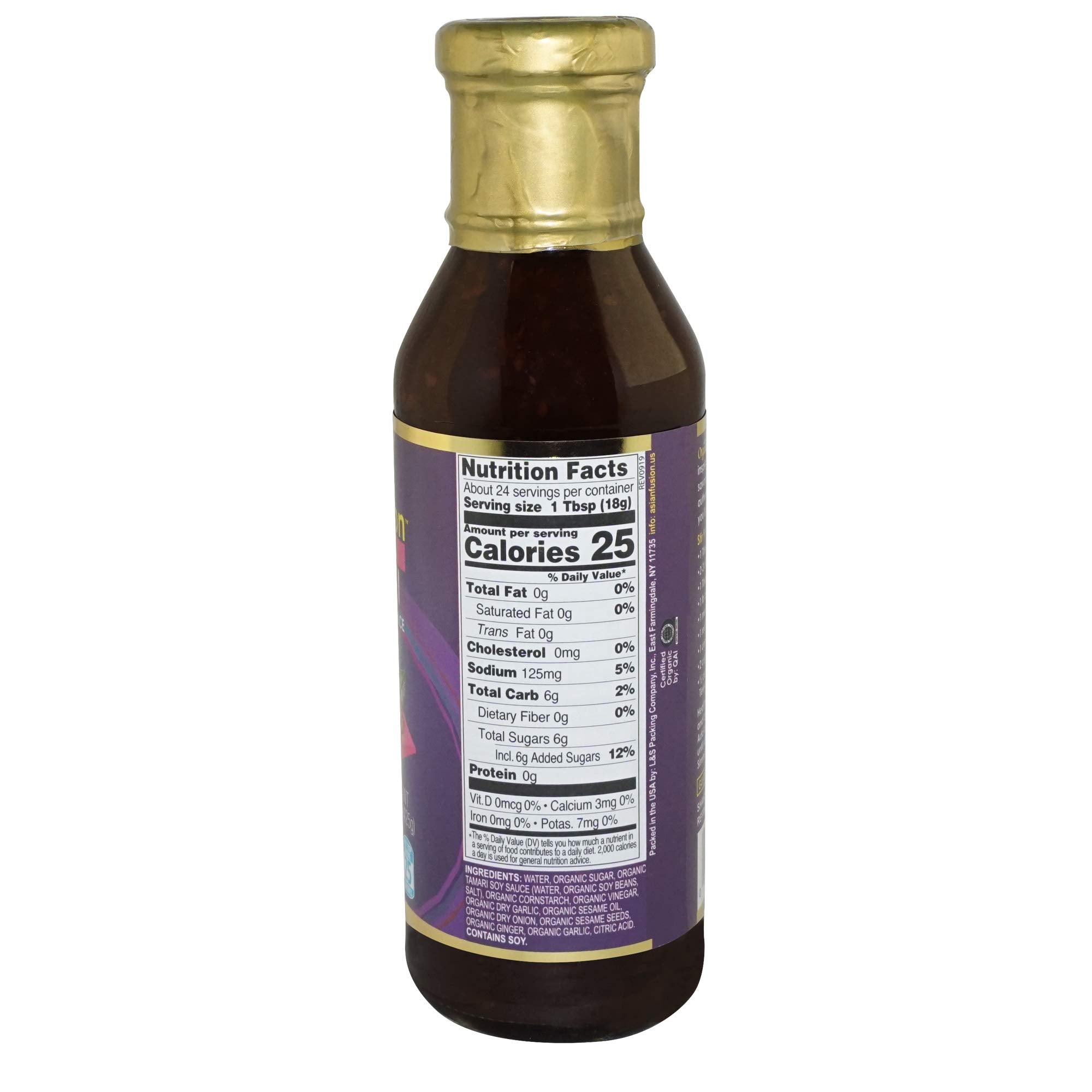 Asian Fusion Low Sodium Teriyaki Sauce, 15 Ounce - Non-GMO, Organic Certified, Kosher & Gluten Free