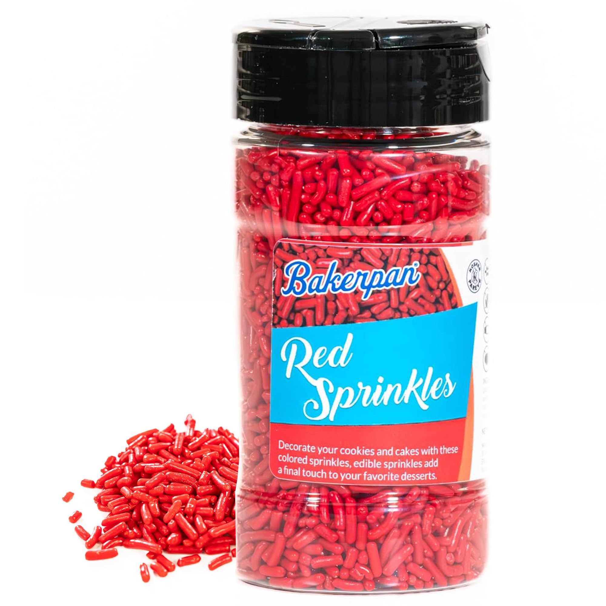 Bakerpan Red Jimmies Sprinkles - 6 Ounces Red Sprinkles for Cake Decorating - Edible Sprinkle for Cupcakes, Ice Cream, Cake Decorations (Made in USA)
