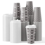 JOLLY PARTY Disposable Coffee Cups with Lids -16 oz (100 Sets) To Go Cups, Paper Coffee Cups for Beverages Espresso Tea, Suitable for Cafes, Offices