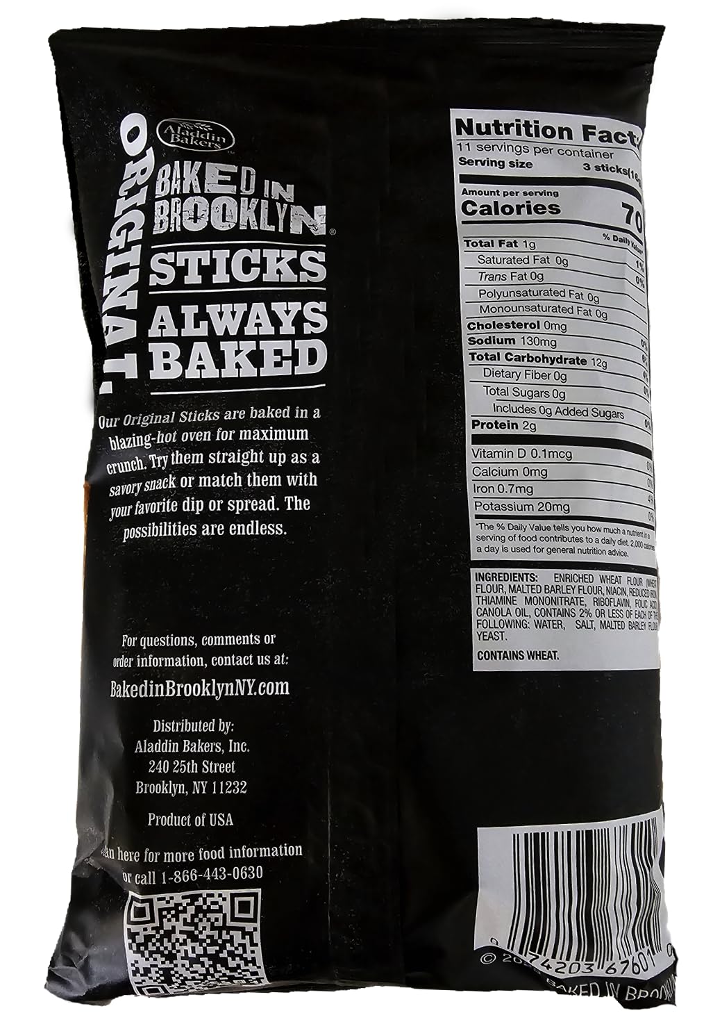 Baked In Brooklyn Snack Stick Original, 6 oz (Pack of 2)