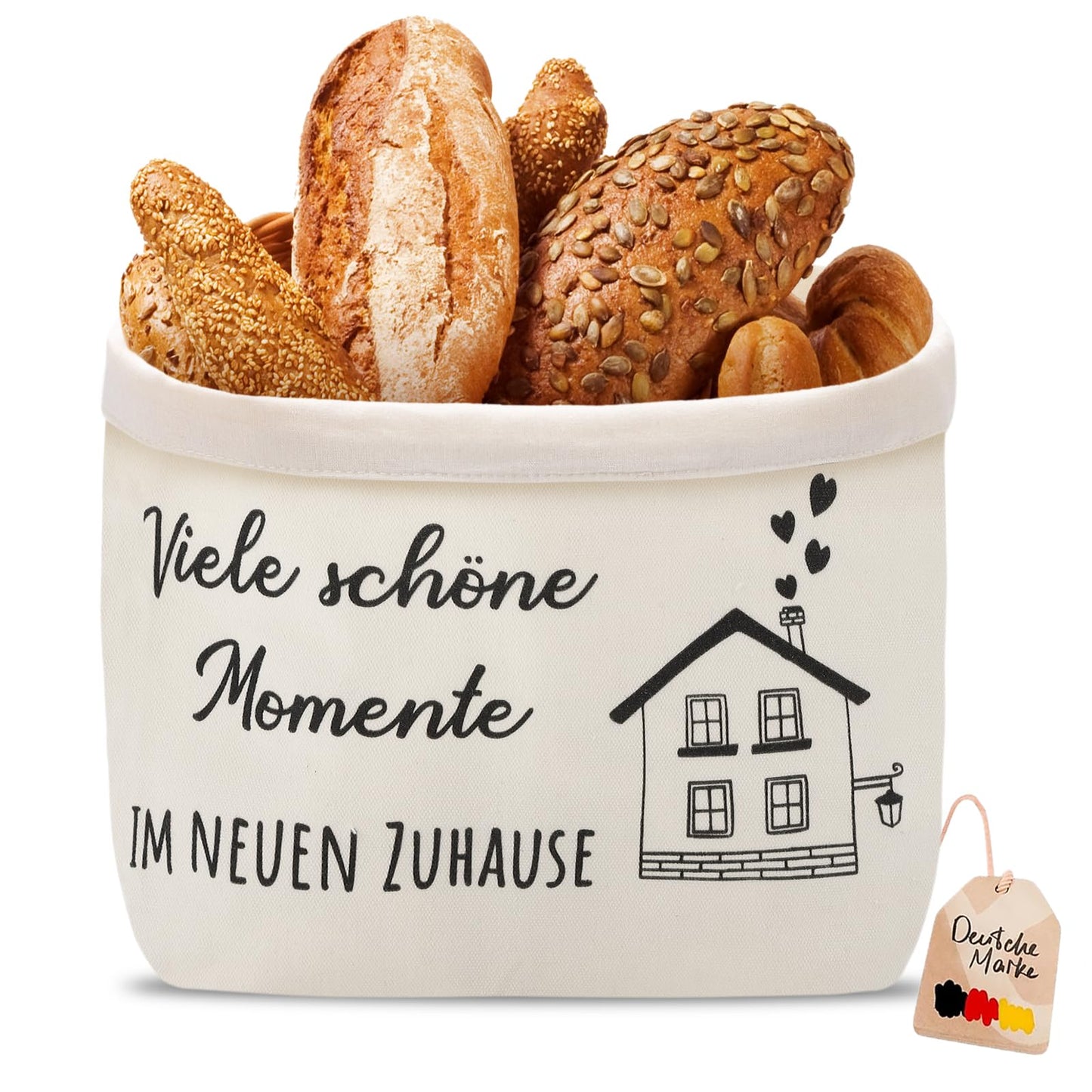 VIBINHO Bread Basket, Many Beautiful Moments in the New Home, Gifts for Moving into the New House, Bread Basket, Fabric Housewarming Gift, Bread Bag