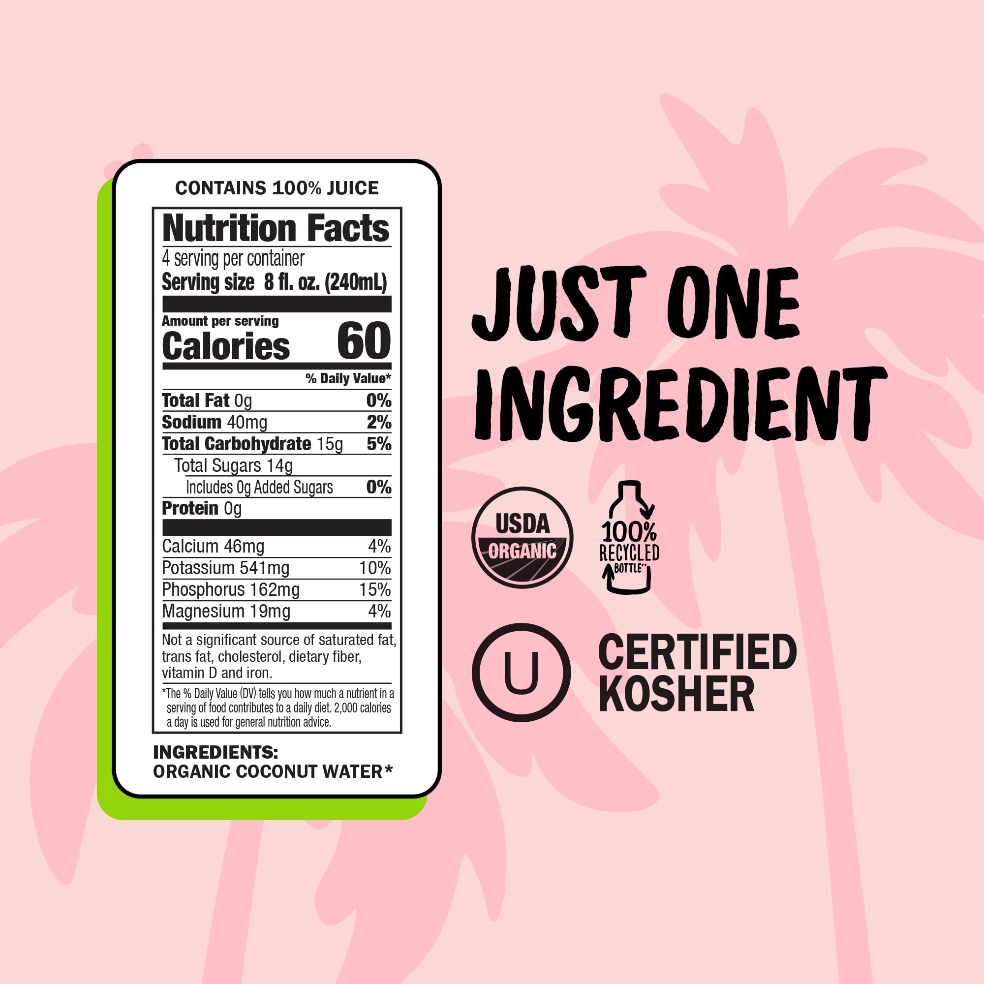 Harmless Harvest Coconut Water Organic Drink 32 Fl Oz, 6 Pack - Natural Electrolyte Hydration, No Sugar Added, No Artificial Ingredients, Original