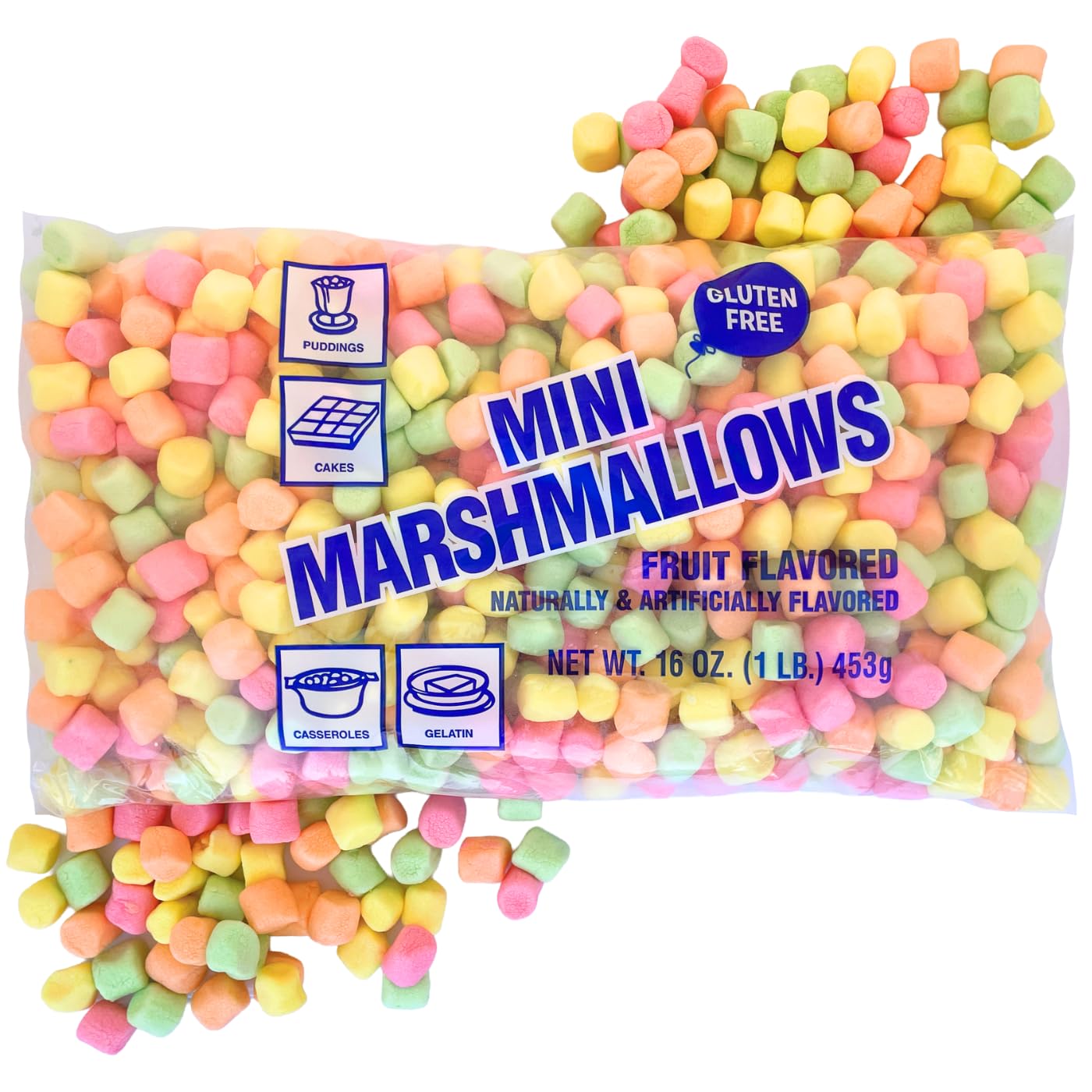 1 lb Bag Clown Fruit Flavored Mini Marshmallows - Gluten Free, Allergy Friendly, Great for Baking, Cocoa, Rice Crispy Treats