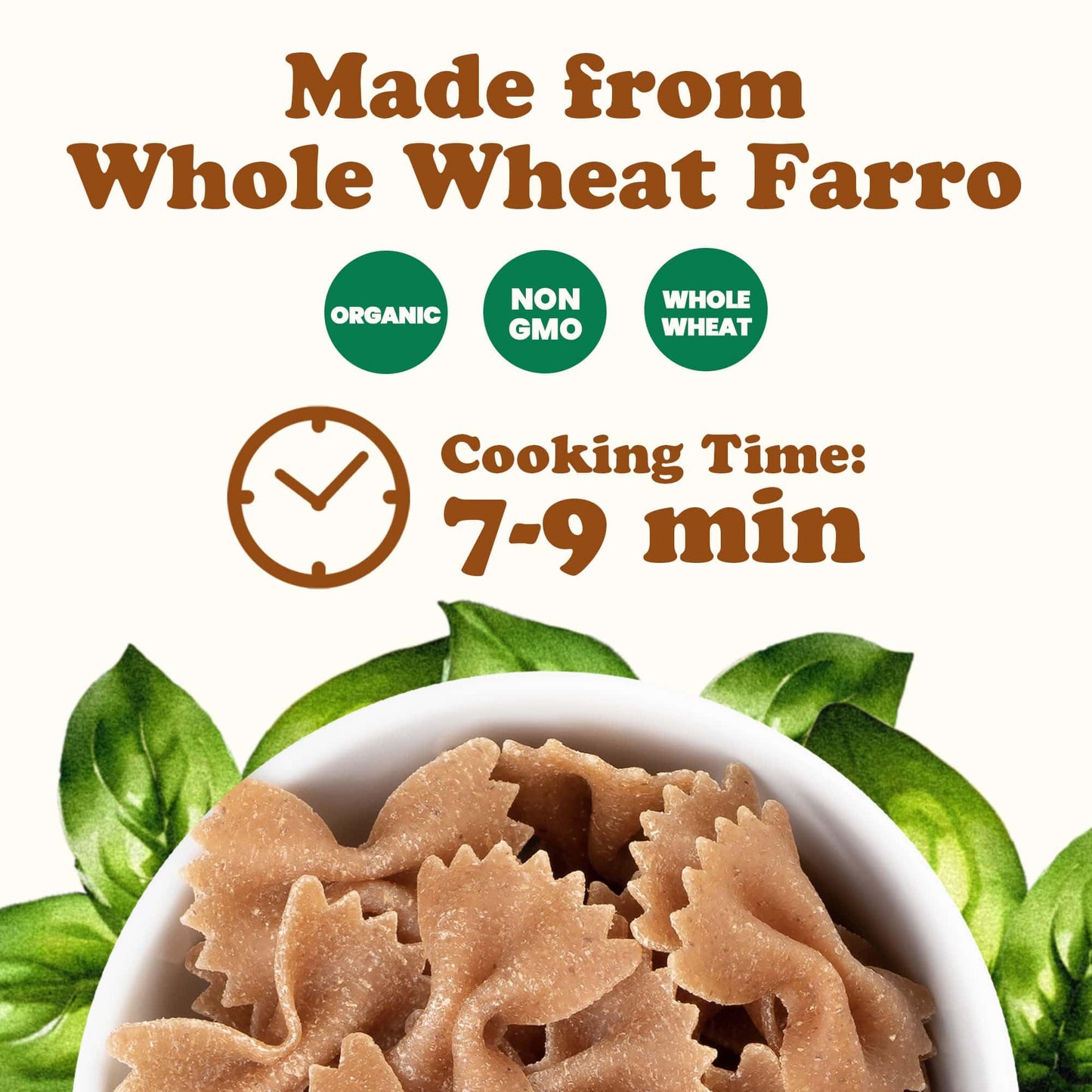 Food to Live - Organic Farro Farfalle Pasta, 1.1 lb (Pack of 4) - Italian Whole Wheat and Non-GMO Bow-tie Pasta, Single Ingredient, No Additives