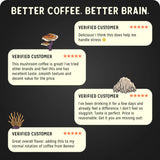 Bones Coffee Company Better Brain Mushroom Coffee - Medium Roast Low Acid Arabica Beans - Ground Coffee - Reishi, Chaga, Lion's Mane, Cordyceps