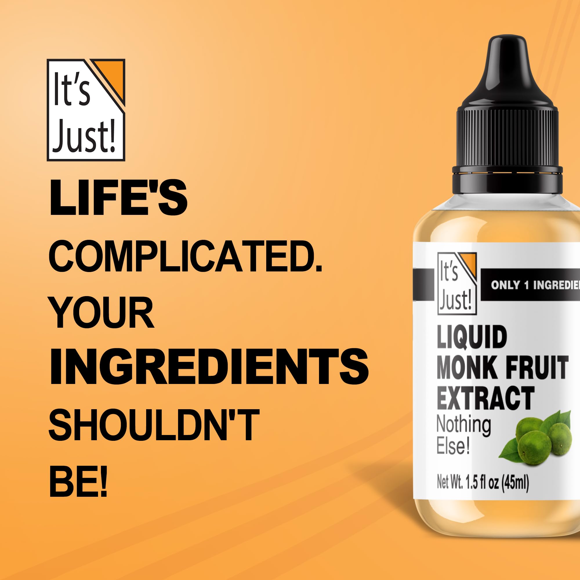 It's Just! Liquid Monk Fruit Extract - No Erythritol, Non-GMO, No Fillers, Keto - 1.5 fl oz