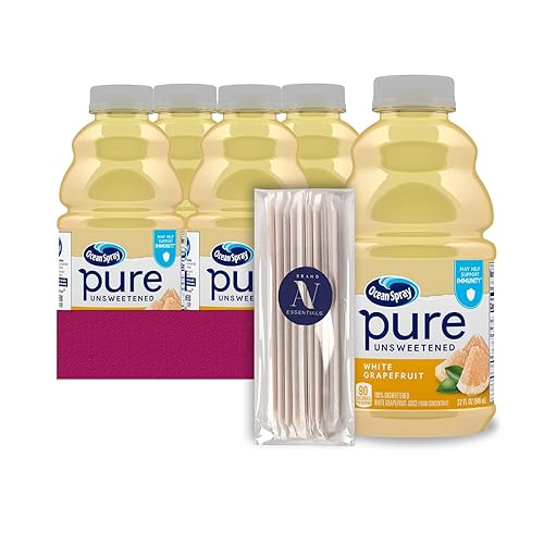 Ocean Spray - Lavinia Essentials Bundle: 4- Pack White Grapefruit Unsweetened 100% Pure Juice 32 Fl oz Plastic Bottles + 1 Utility Prop
