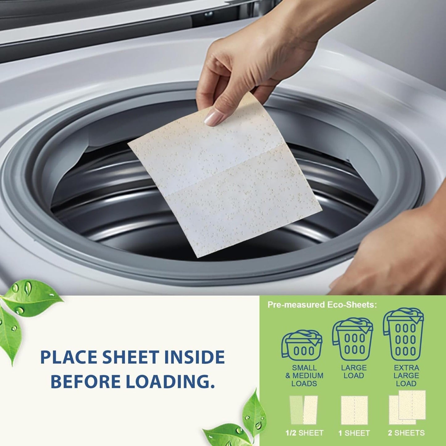MorningRain Eco Laundry Detergent Sheets - Ingredients from Finland, Unscented, Bio-Enzyme Formula, Power Clean, 30 Sheets (Up to 60 Loads)