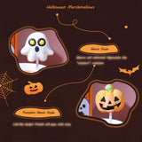 Halloween Candy Marshmallows,Fun Pumpkin Ghost-Shaped Candies,Creative Gifts for Kids,Dessert Toppings,Display Box Packaging,16 Pack