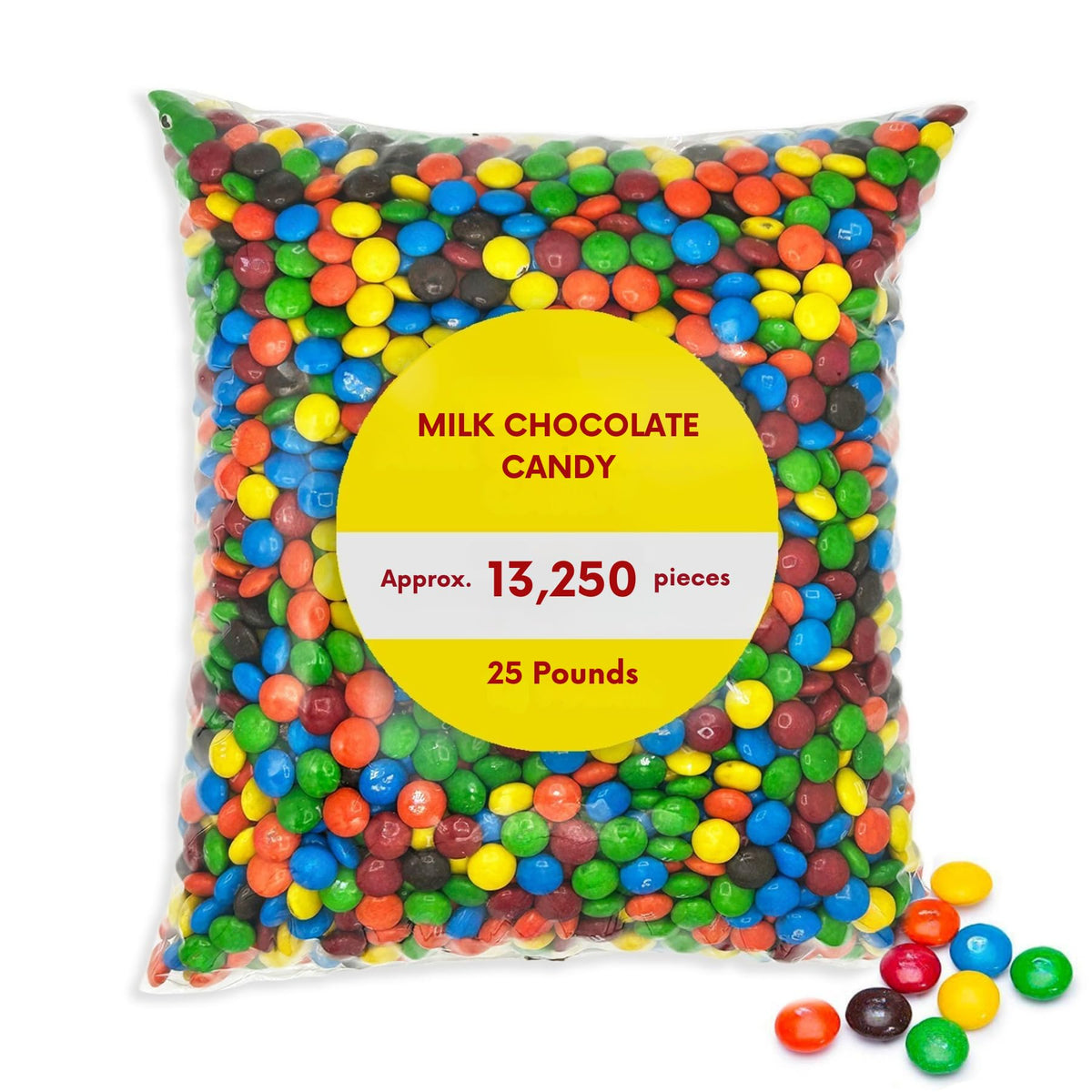 Milk Chocolate Candy Coated Pieces Bulk Bag - 25 lb (Approx. 10000 pieces)